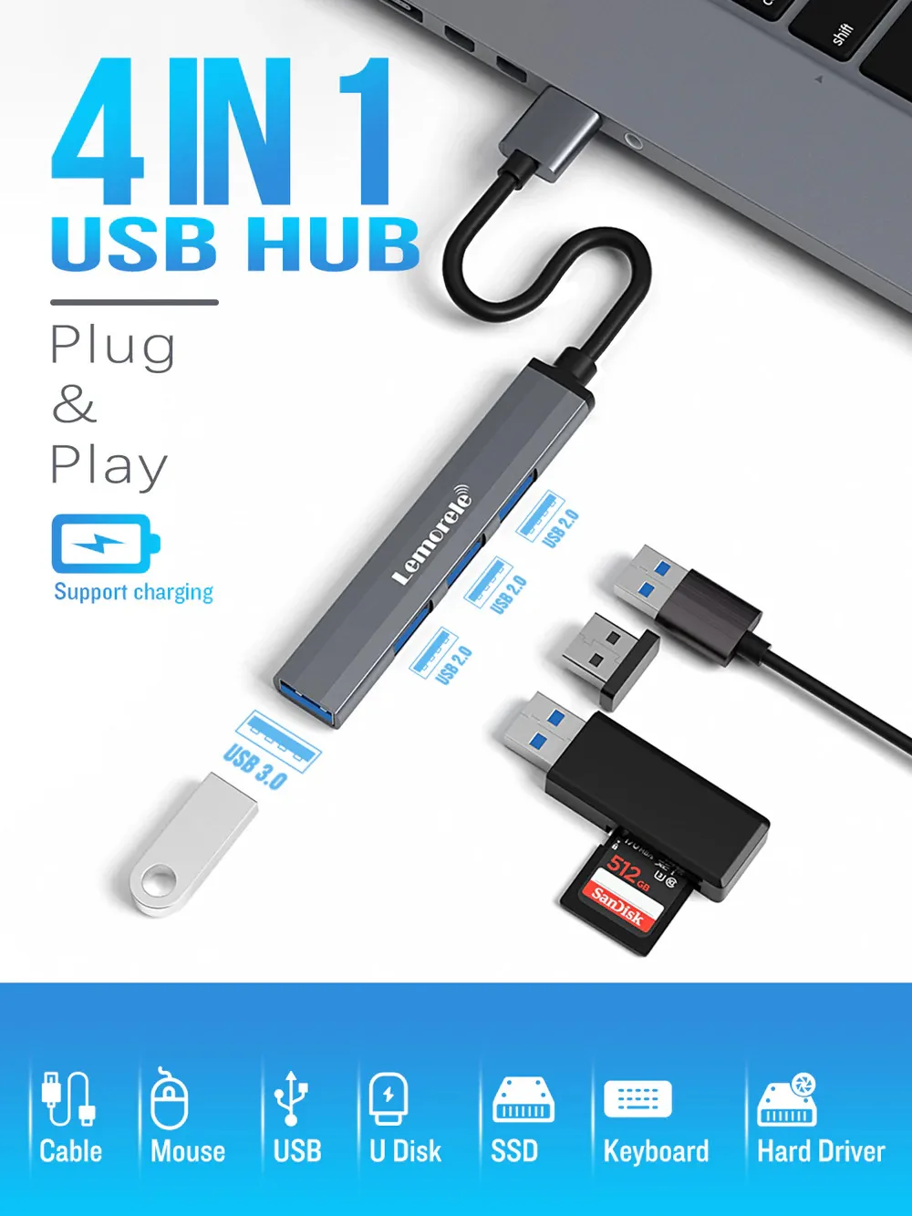 Lemorele TC53 Expansión Inteligente Para Tus Dispositivos USB-C - Imagen 6