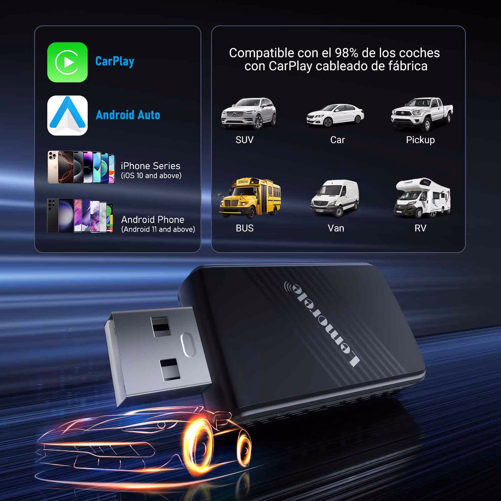 Lemorele Adaptador Inalámbrico Carplay - Imagen 8