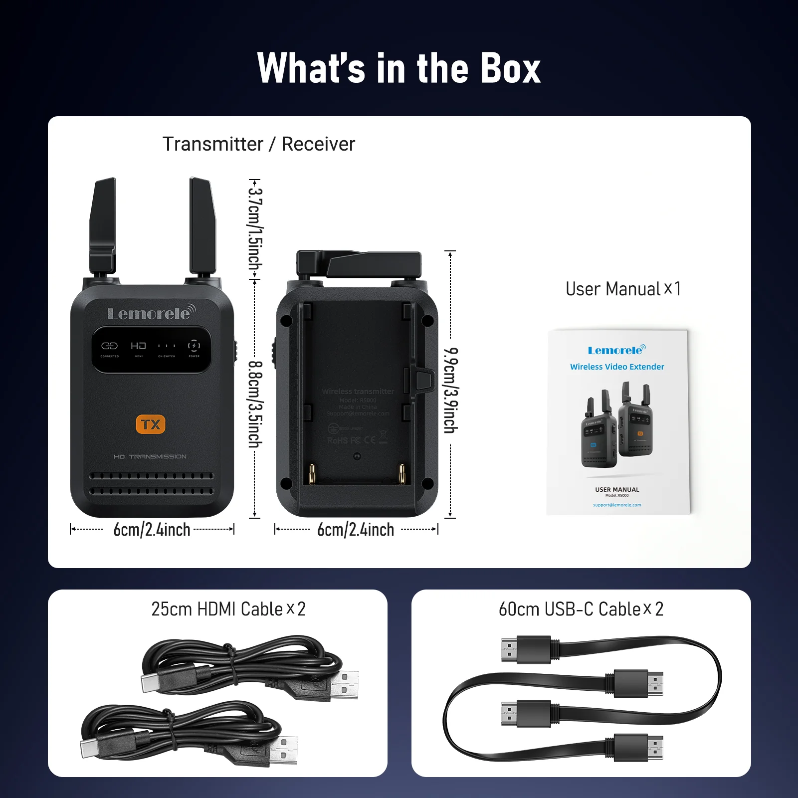 Lemorele R5000 Transmisor Inalámbrico HDMI Hasta 200 metros - Imagen 8